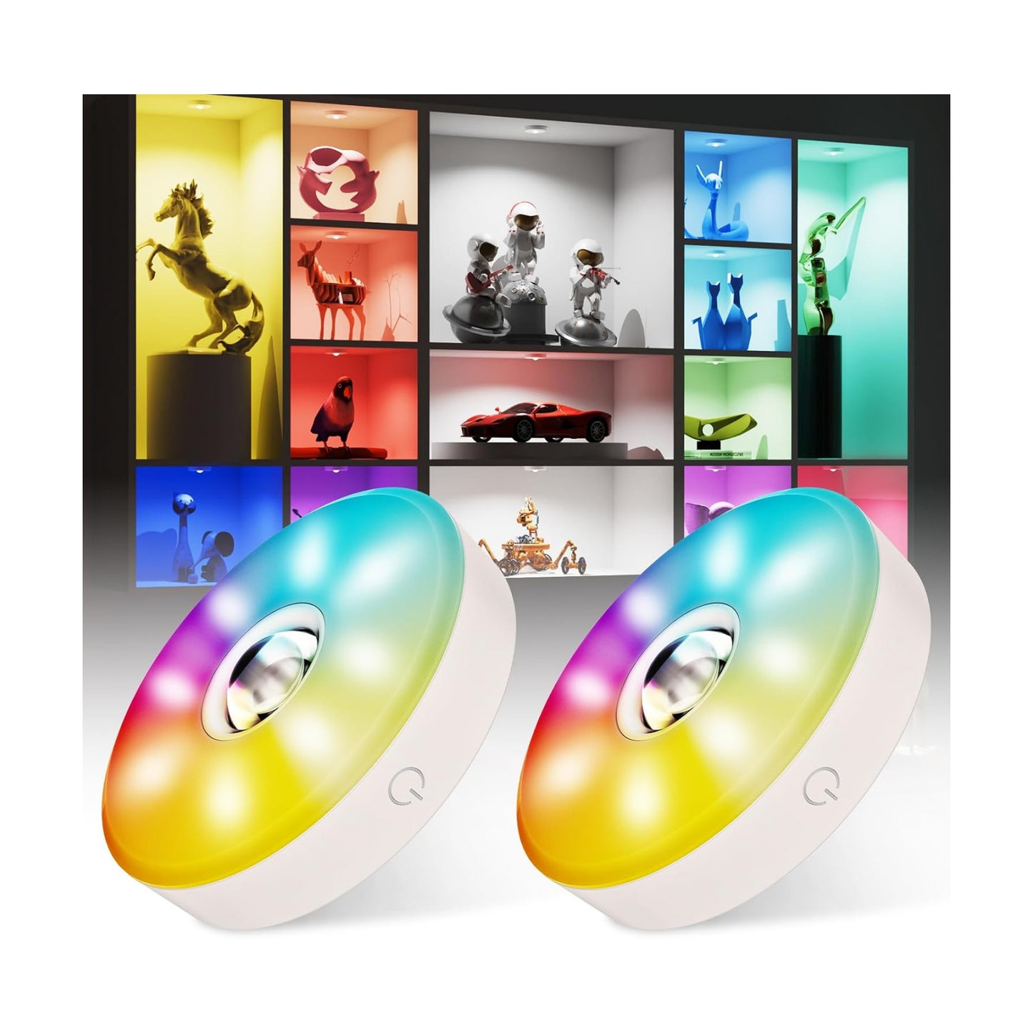 Rechargeable Puck Lights with Remote Control, 12 Color Changing Under Cabinet Lighting, Wireless RGB tv Led lights for