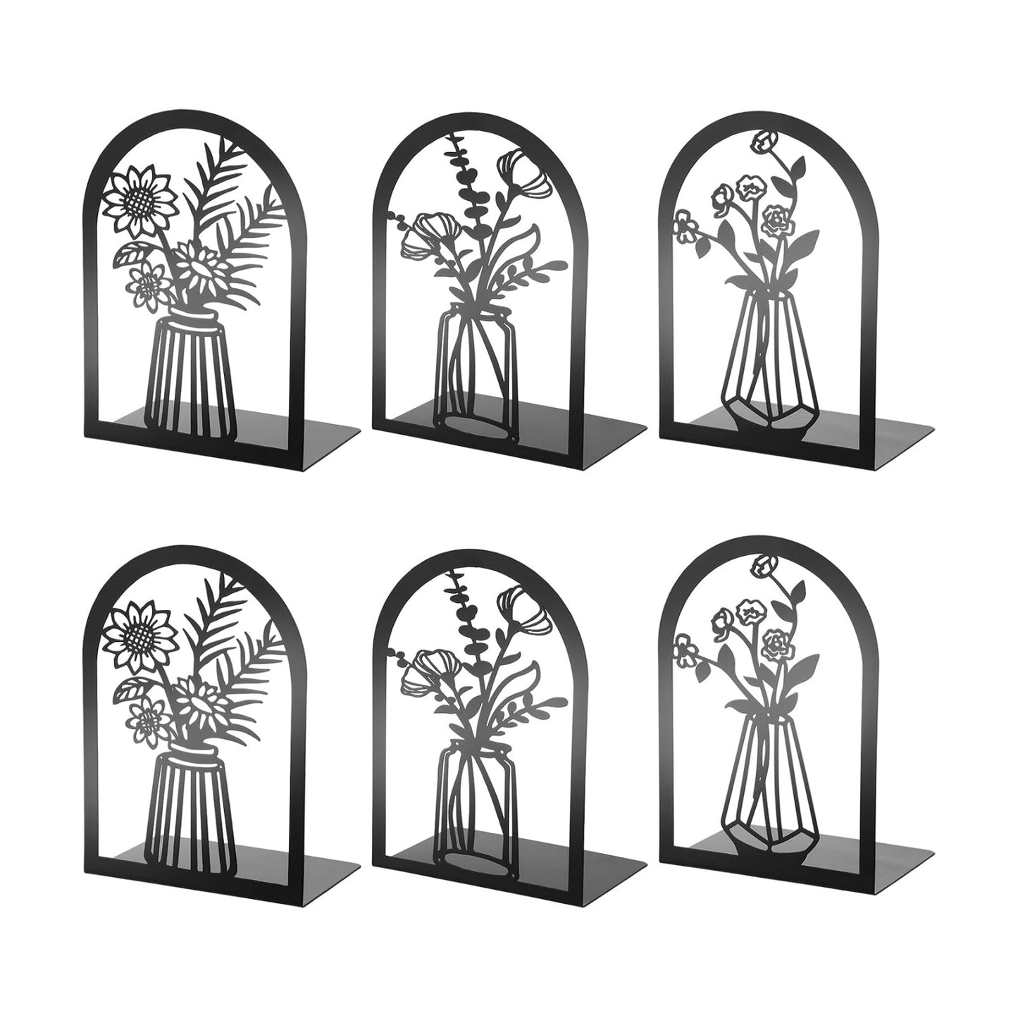 Decorative Metal Bookends / Flower Book Shelf Holder