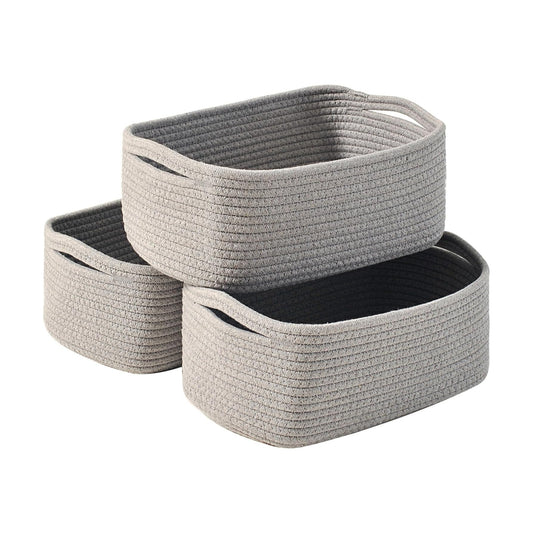 Woven Baskets for Storage / 13 x 8.5 x 5.1 / Grey