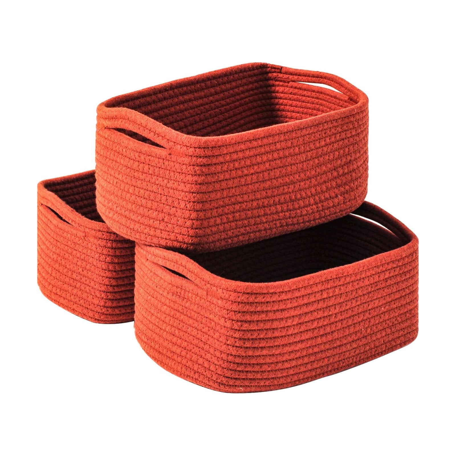 Small Red Woven Baskets for Organizing / 13 x 8.5 x 5.1 / Brick Red