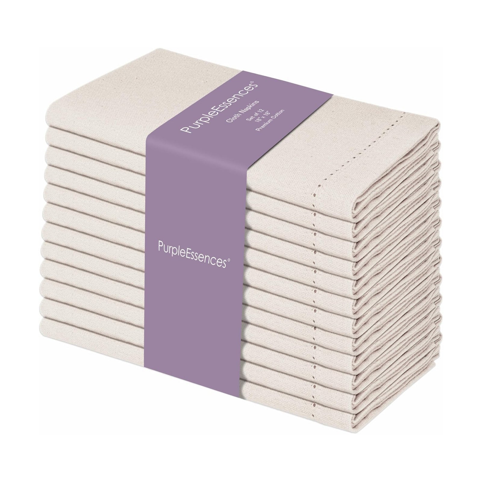 Set of 12 Hemstitch Cloth Dinner Napkins 100% Cotton - Soft Durable Washable - Ideal for Wedding Spring Easter Summer