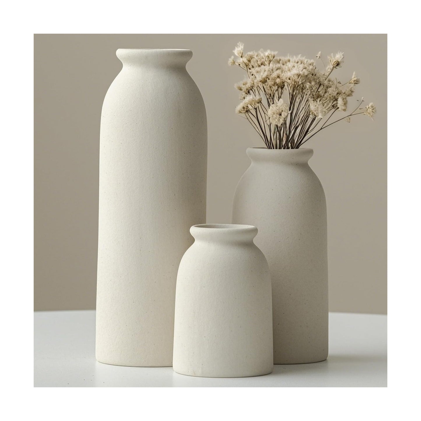 Ceramic Vase Set-3 / Beige
