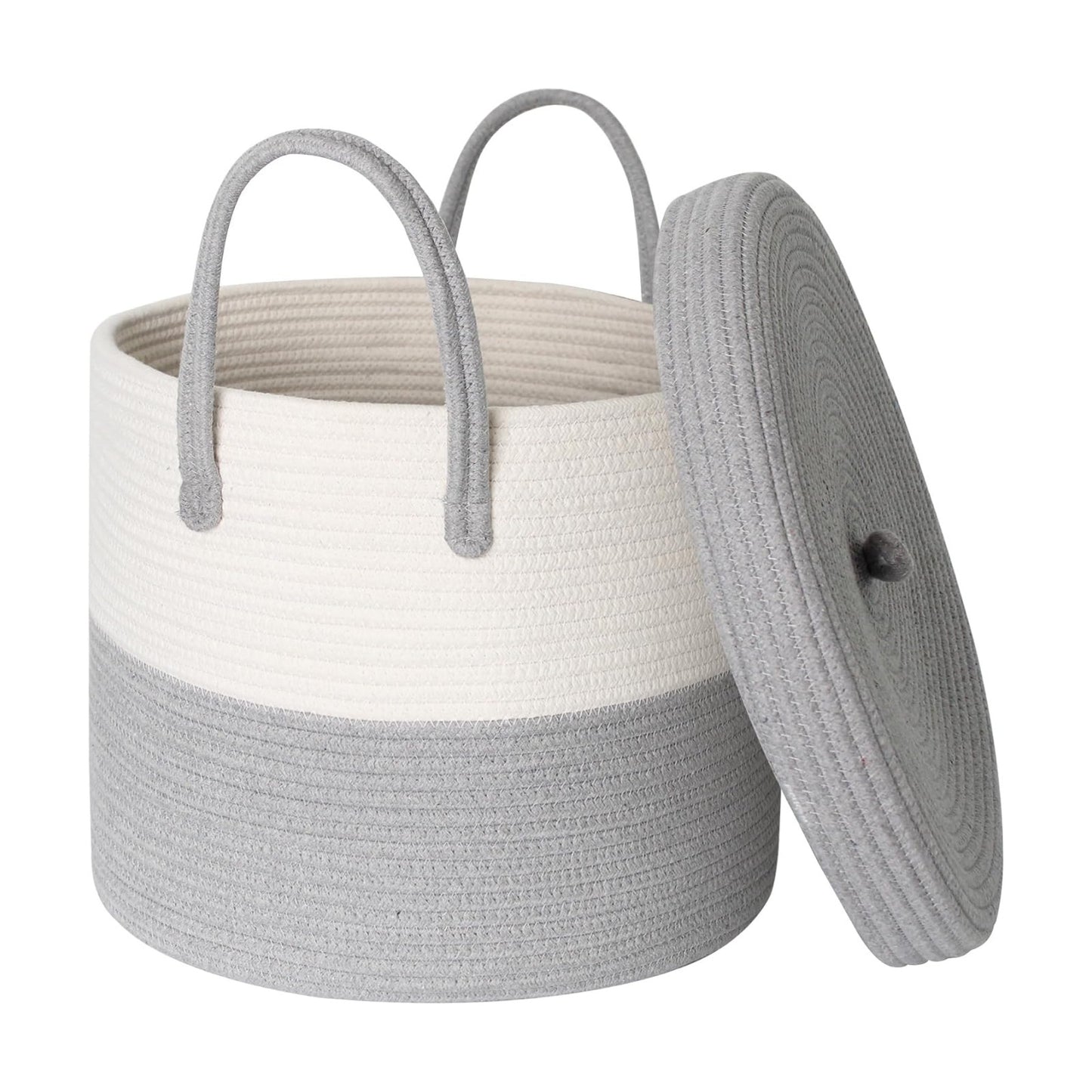 Large Woven Cotton Rope Baskets for Storage / Grey