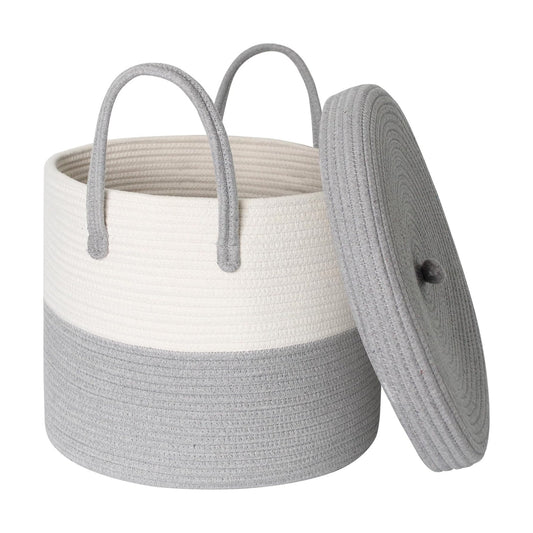 Large Woven Cotton Rope Baskets for Storage / Grey