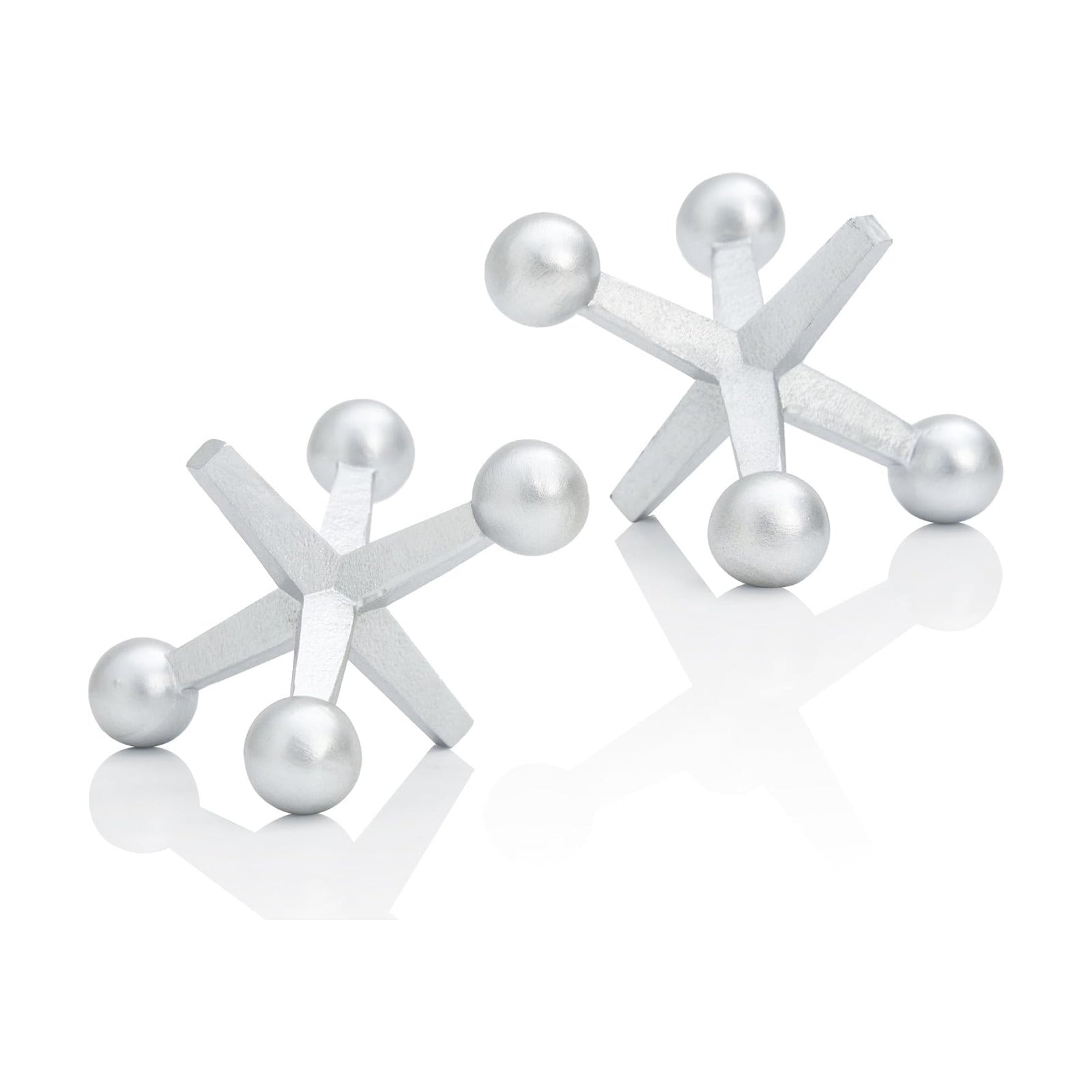 Small Jack Retro Charm Knick Knacks / Silver / 4 Inch / Set of 2