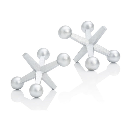 Small Jack Retro Charm Knick Knacks / Silver / 4 Inch / Set of 2