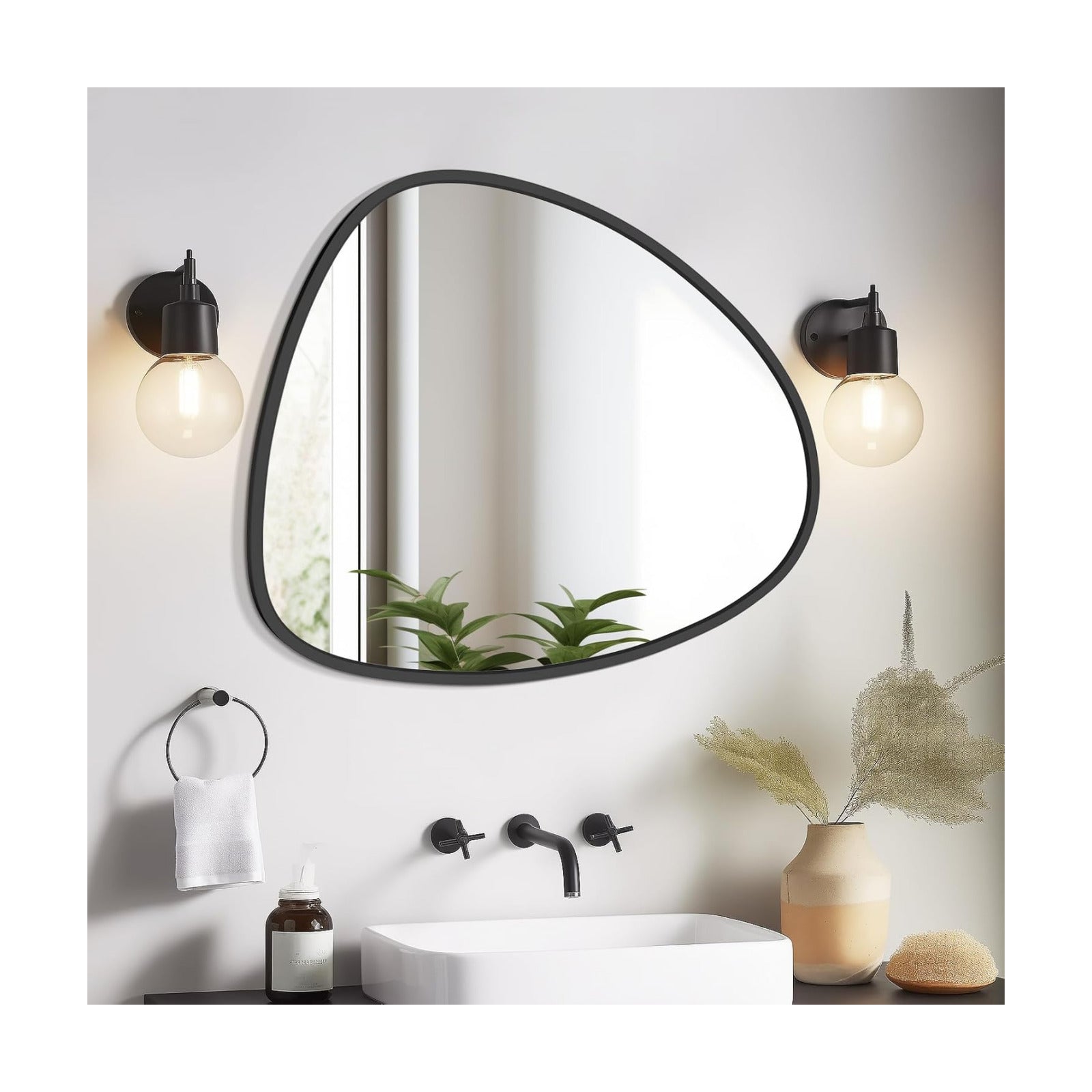 Irregular Wall Mirror / Black / 25"L x 20"W