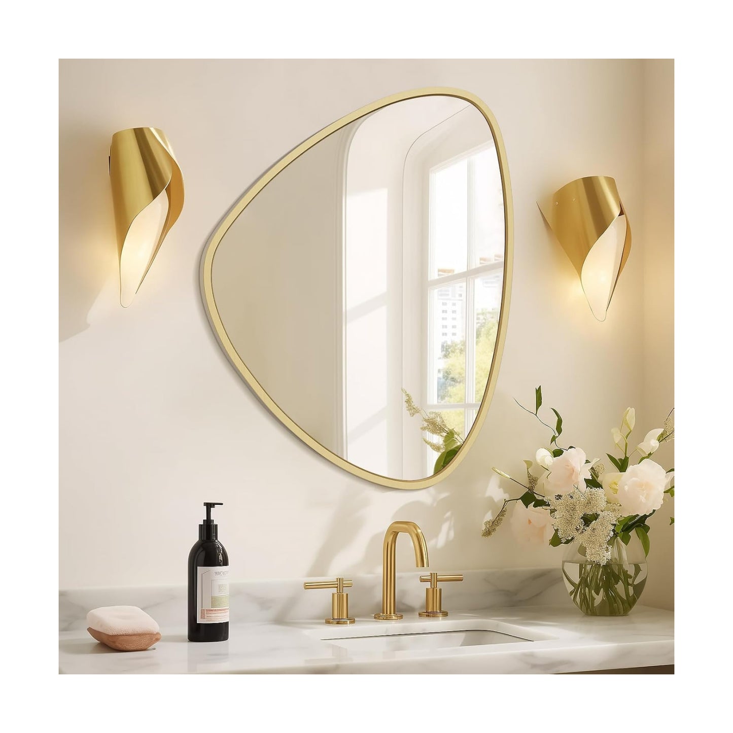 Irregular Wall Mirror / Gold / 24"L x 19"W