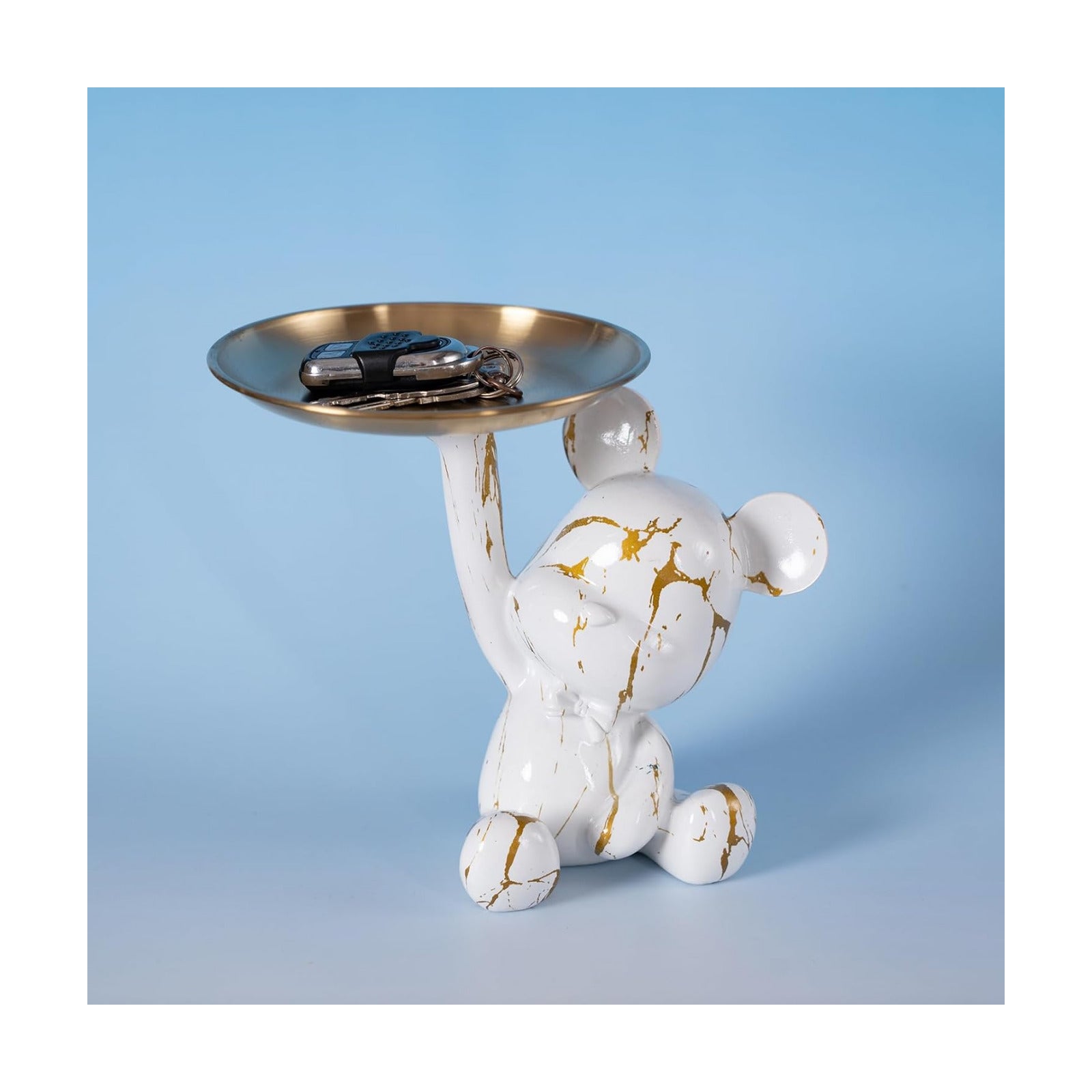 Bear Statue Suitable / White & Gold