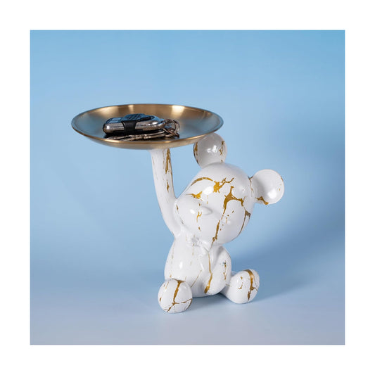 Bear Statue Suitable / White & Gold