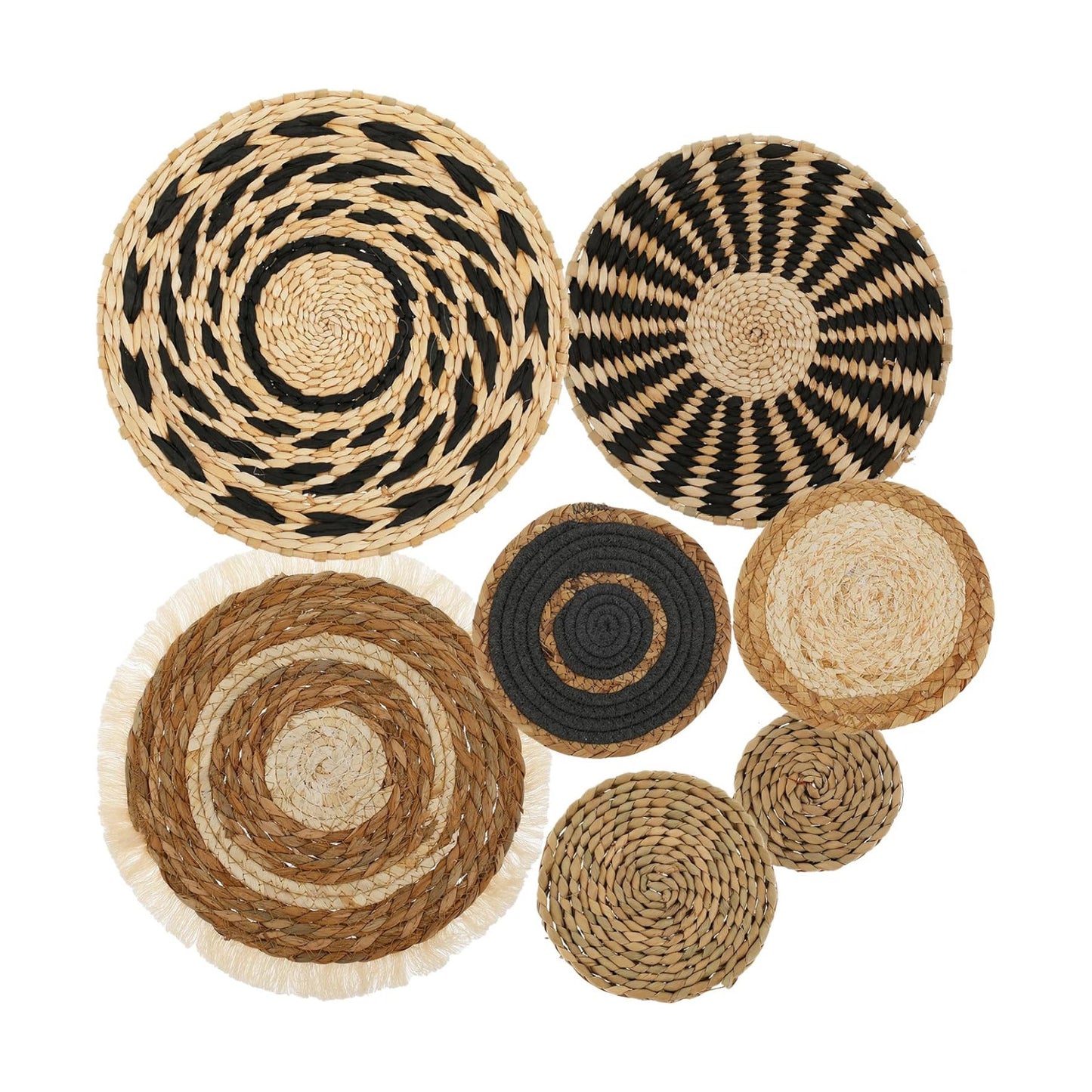Boho Wall Basket Decor / Black / Set of 7