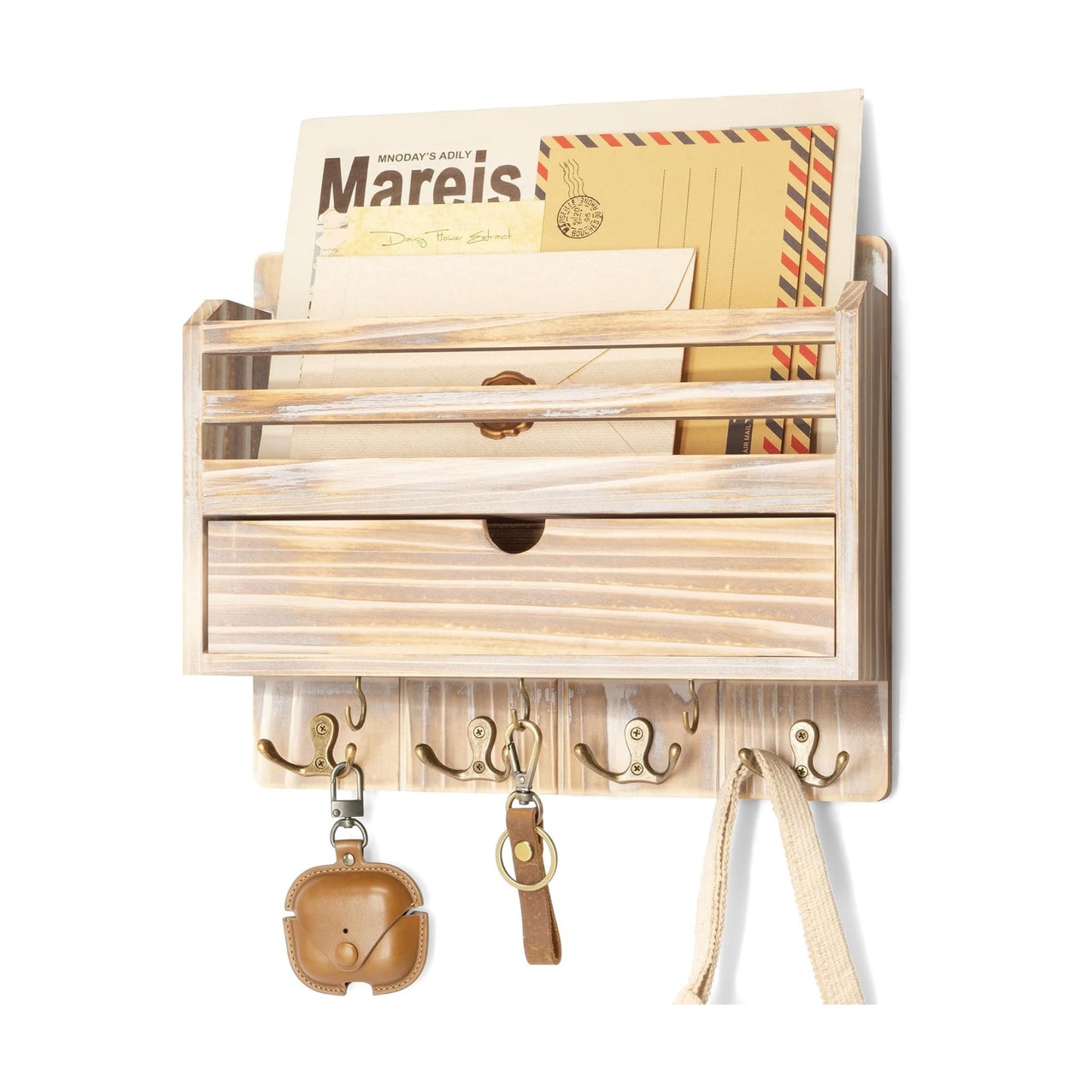 Farmhouse Mail Organizer Wall Mount / Natural
