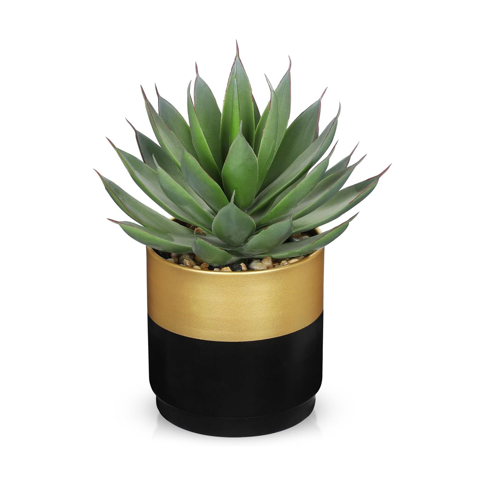 Succulents Plants Artificial / Aloe-gold Black Metal Pot