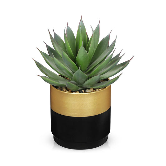 Succulents Plants Artificial / Aloe-gold Black Metal Pot