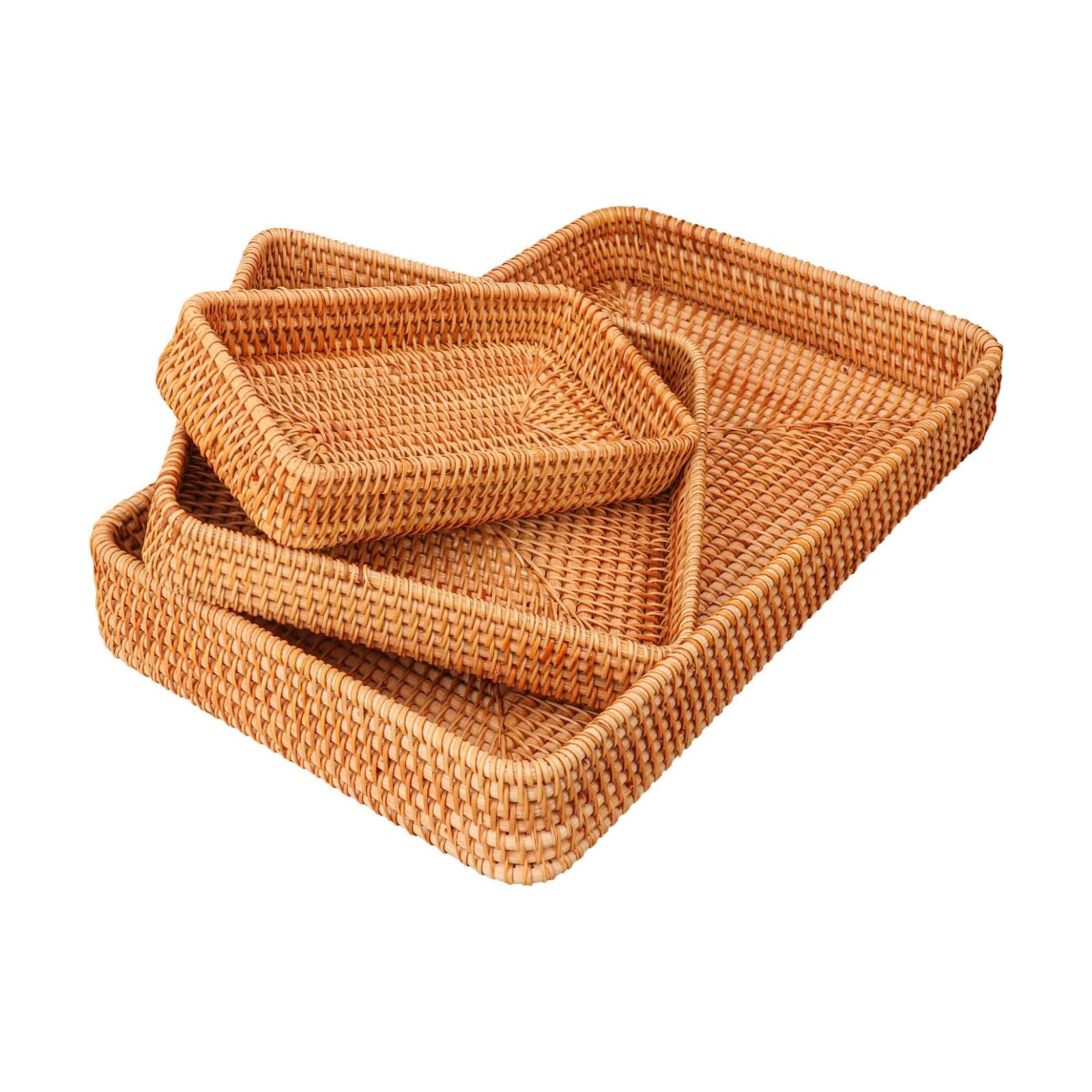 Handwoven Rattan Serving Tray / Set of 3