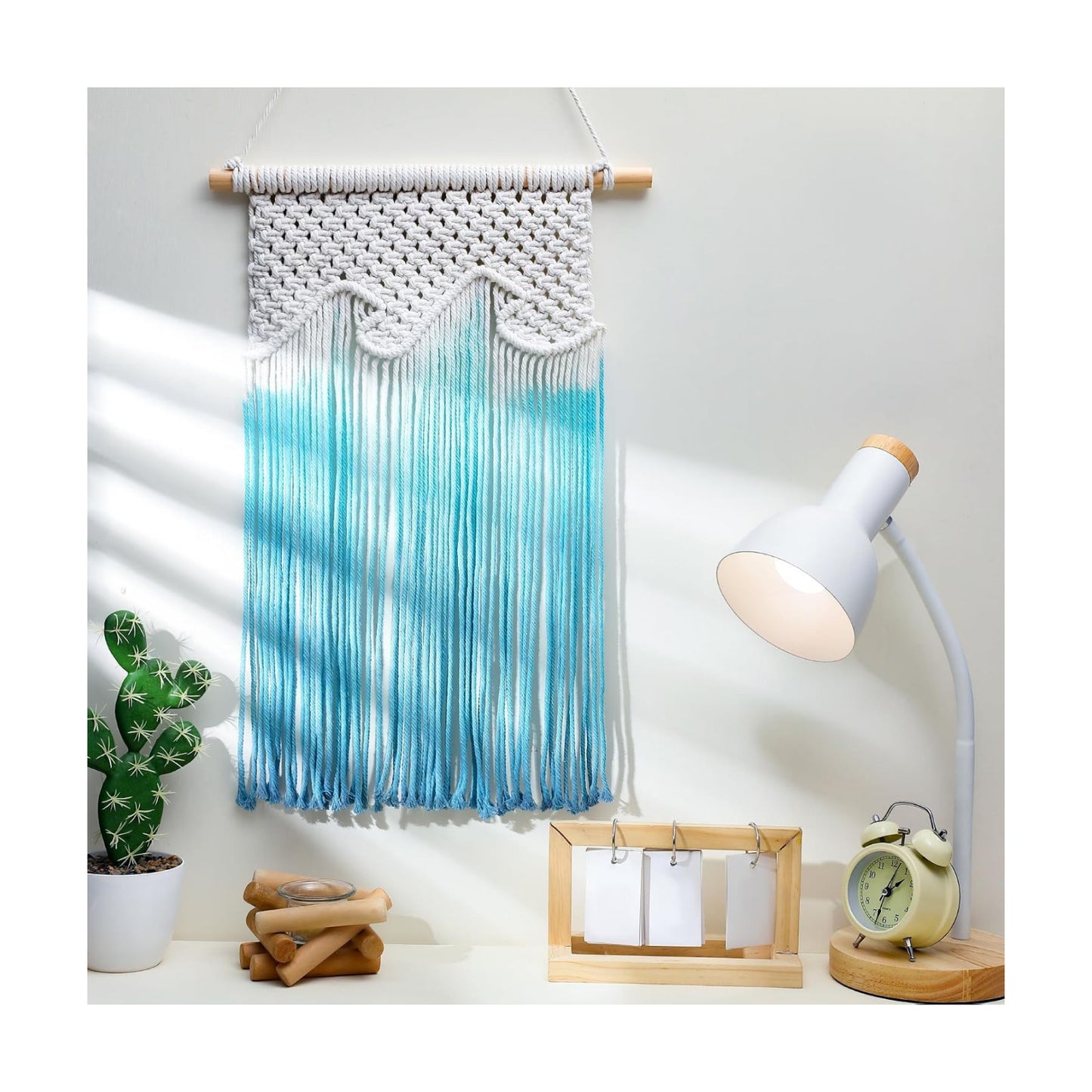 Beach Wave Hanging Tassels Decor " Ocean Macrame Wall Hanging Coastal Tapestry Wall Art / 14 x 20