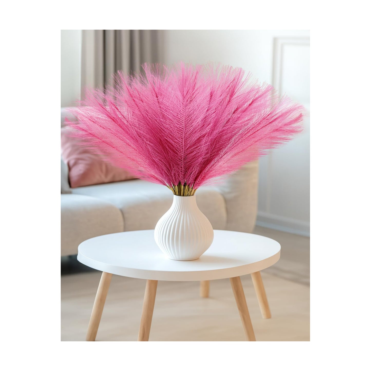 Hot Pink Short Artificial Pompous Grass Fluffy Fake Pompas Grass / Rosy Pink / 17.7 Inch / Set of 60