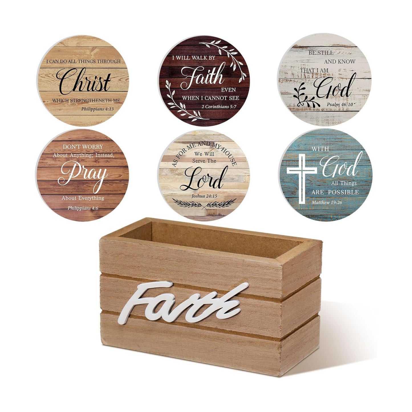 Wooden Coasters for Drinks / Classic Farmhouse / Set of 6