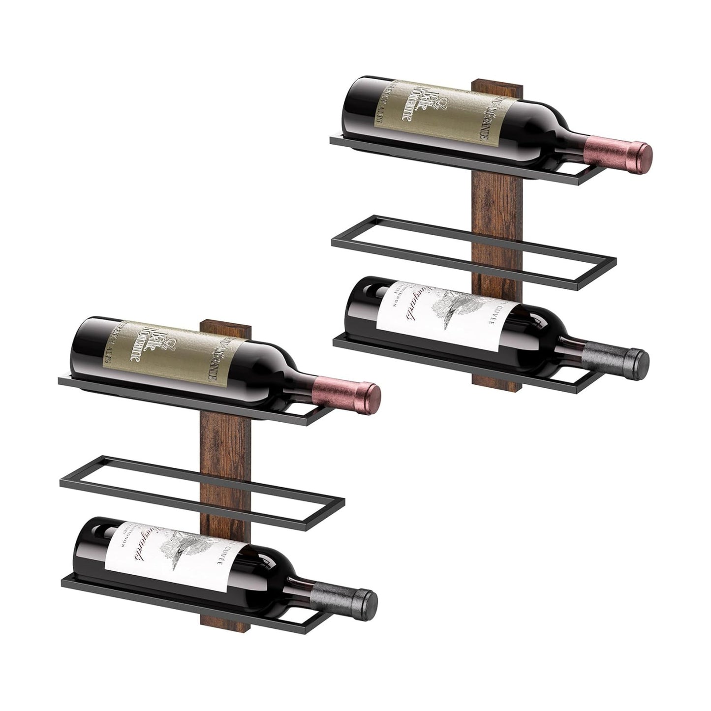 B4Life Wall Mounted Wine Rack for 6 Bottles Wood & Metal Storage | Small Space And Apartments Wine Selection