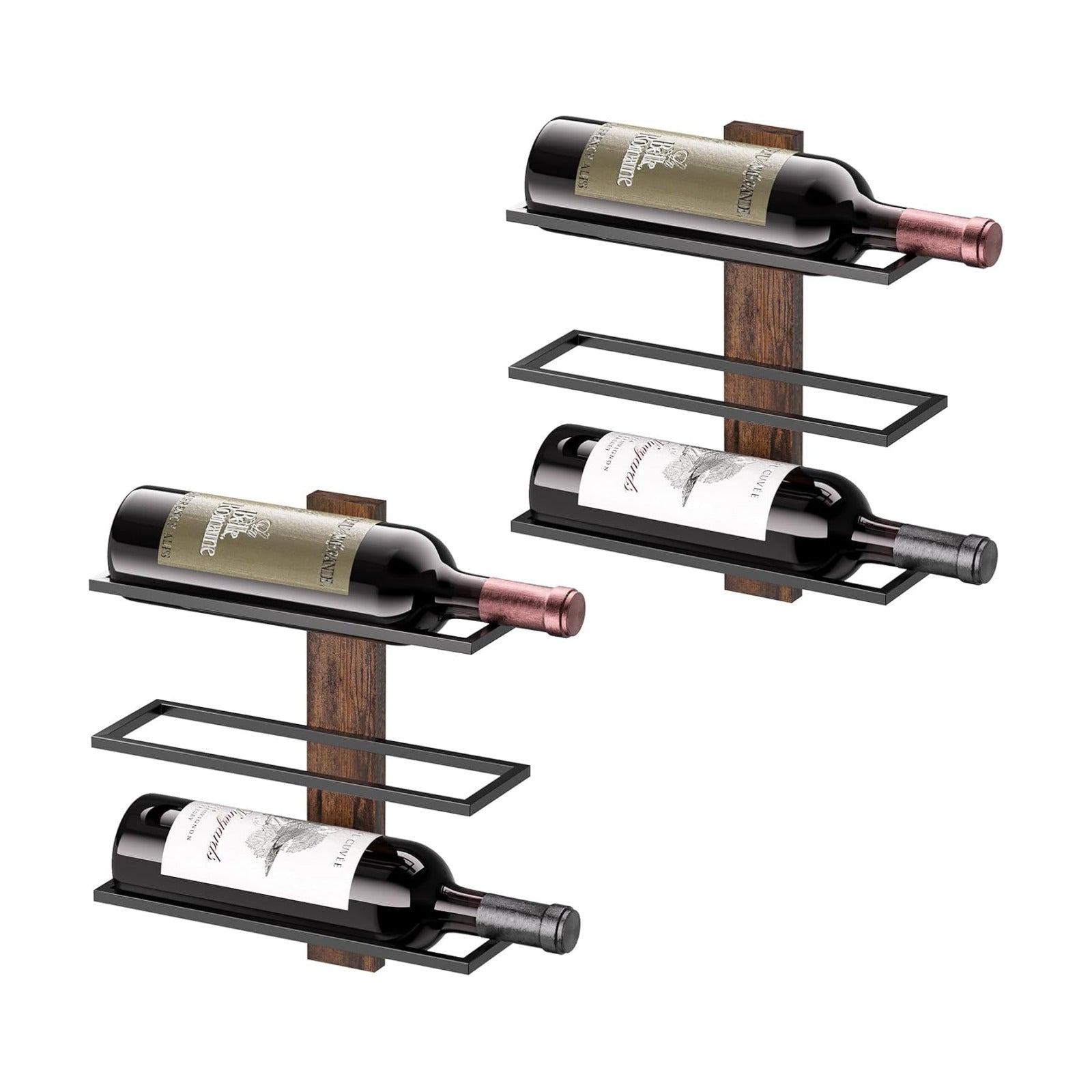 B4Life Wall Mounted Wine Rack for 6 Bottles Wood & Metal Storage | Small Space And Apartments Wine Selection