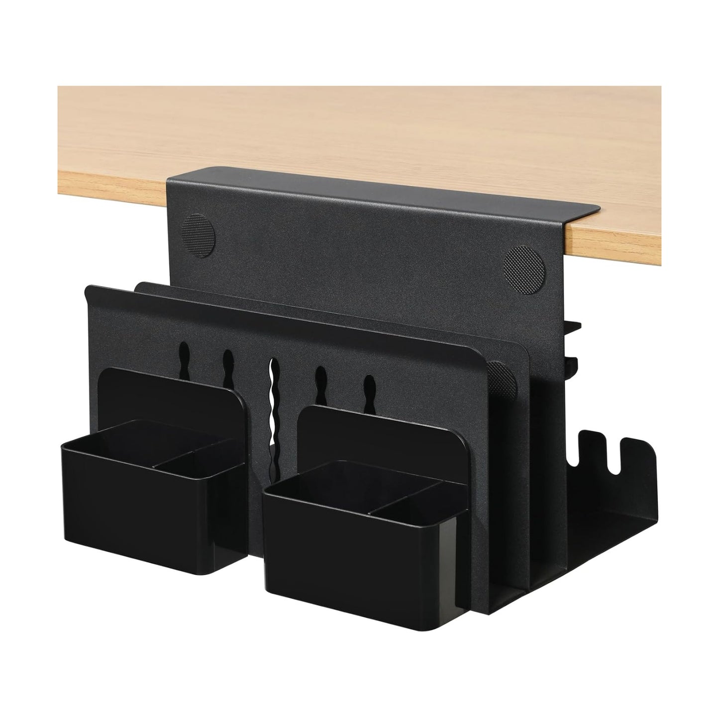 MAXECHO Desk Side Storage, Under Desk Laptop Mount, Table Side Hanging File Organizer, No Drill Clamp On Cable