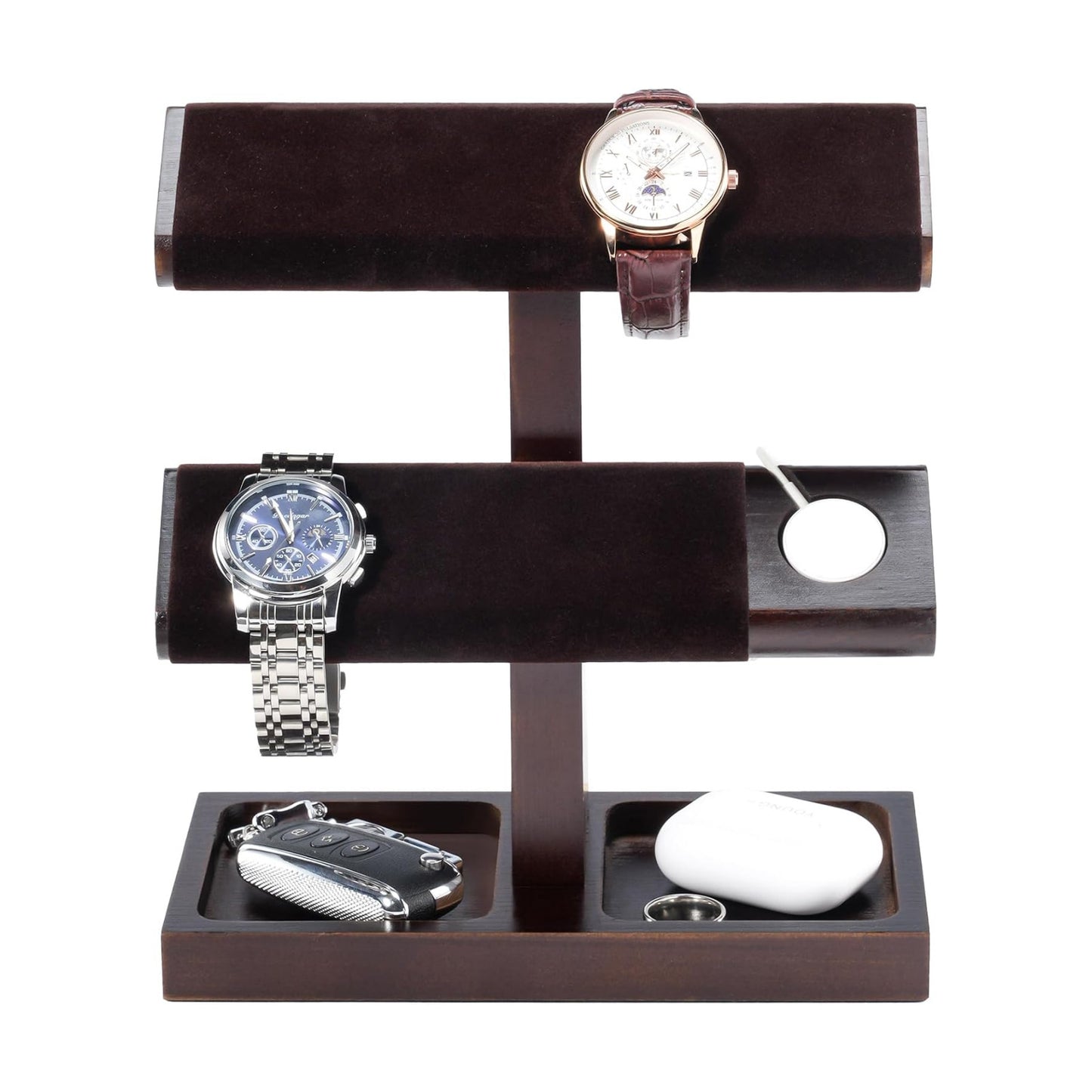 ProCase Wood Watch Display Stand Holder for Men, Wristwatch Tower with T-Bar Design, Hanging Watch Rack, Wooden Wrist