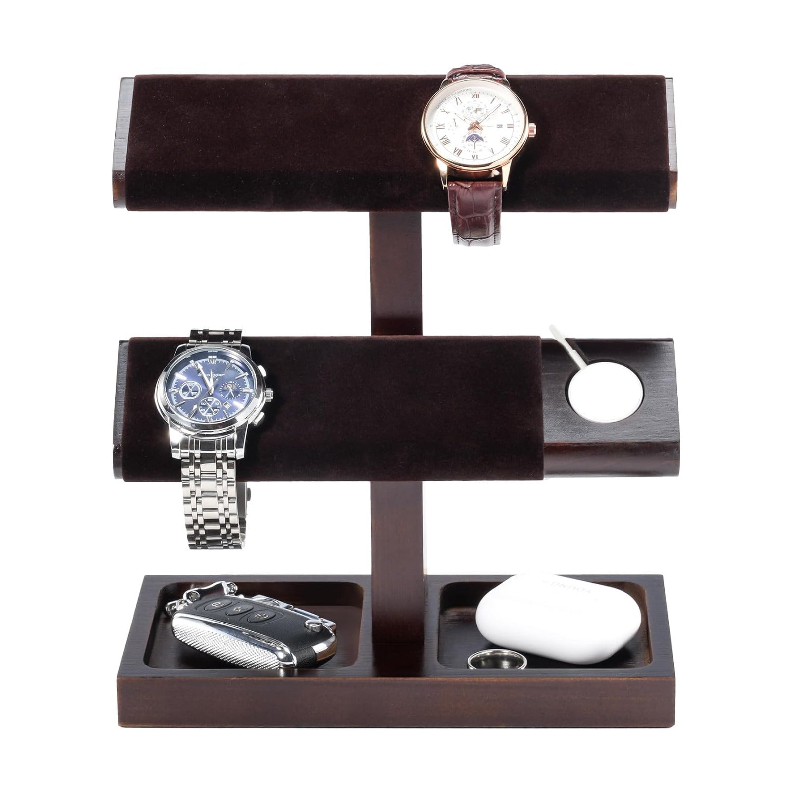 ProCase Wood Watch Display Stand Holder for Men, Wristwatch Tower with T-Bar Design, Hanging Watch Rack, Wooden Wrist