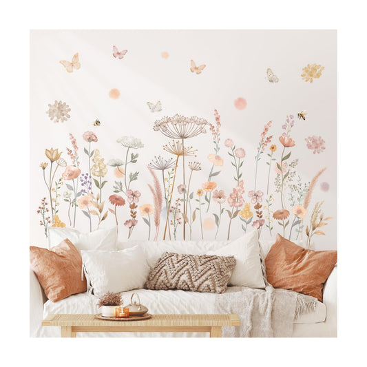 SG2-2421 Watercolor Boho Flowers Wall Decal Stickers Décor Home Wildflower Floral Dandelion Grass