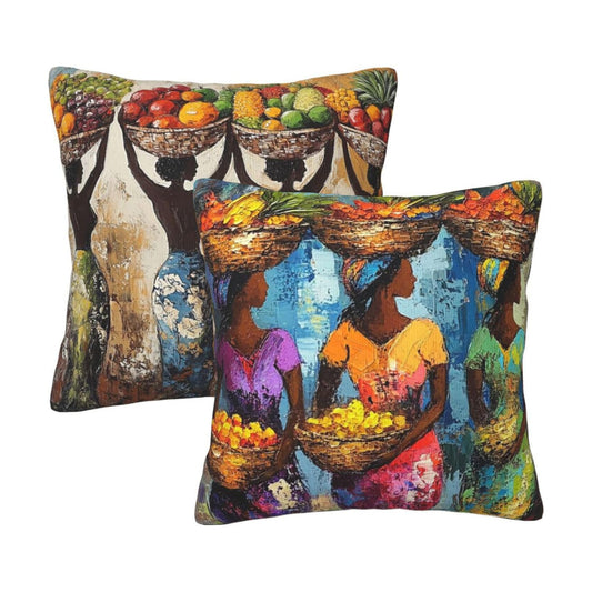 Throw Pillow Covers Pillow Cases Decoration Cushion Cover / African Women / 18 x 18 / Set of 2