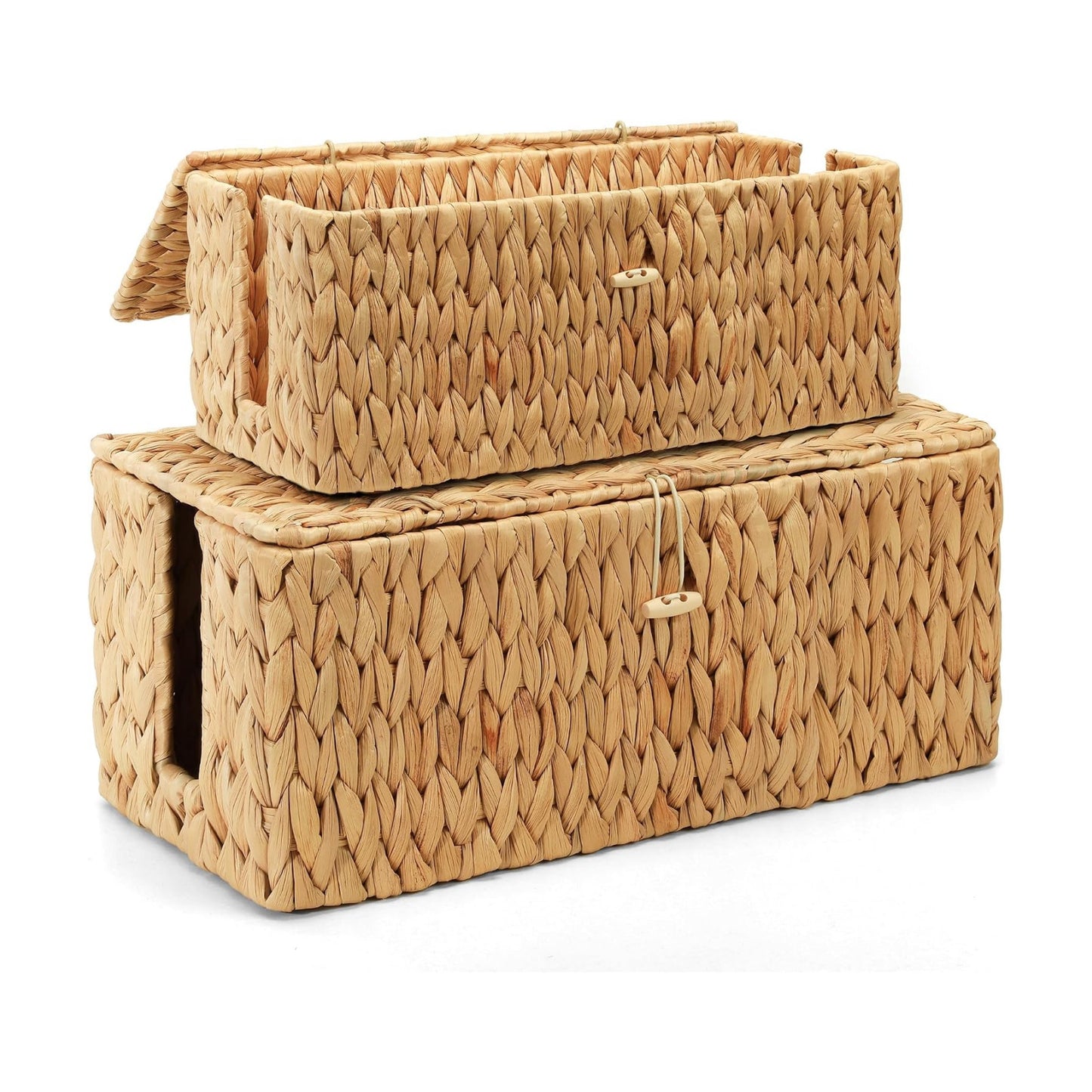 Handwoven Real Cord Hider Organizer Boxes / Water Hyacinth / Set of 2