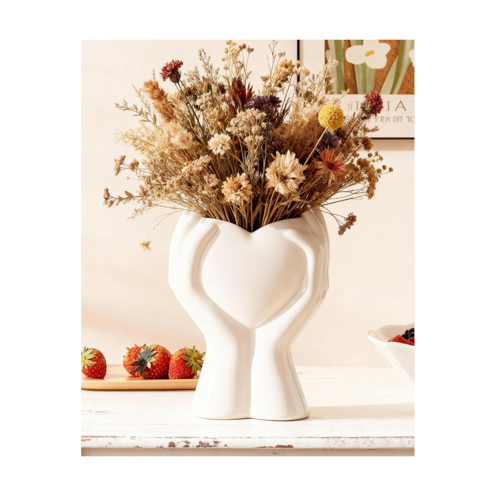 Modern Small Ceramic Flower Vase for Pampas Grass / White