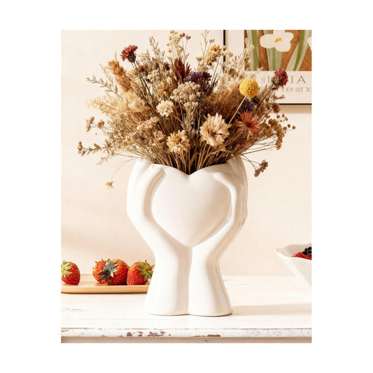 Modern Small Ceramic Flower Vase for Pampas Grass / White