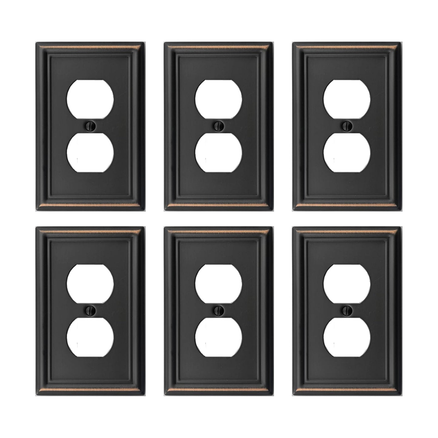 OKAWYC Single Duplex Outlet Light Switch Cover Luca Metal Wall Plate, 6-Pack Aged Bronze 1 Gang, Oil Rubbed Bronze for