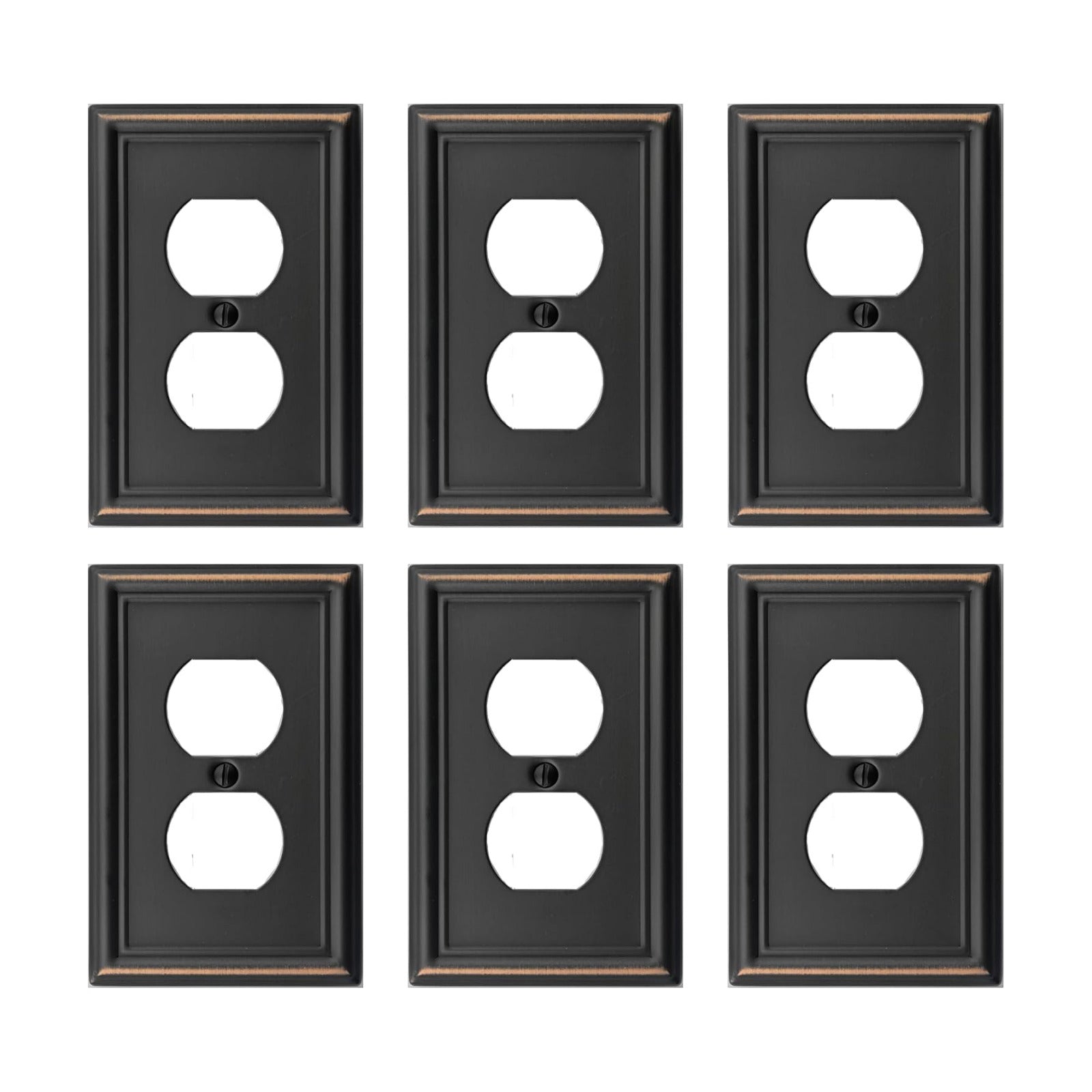 OKAWYC Single Duplex Outlet Light Switch Cover Luca Metal Wall Plate, 6-Pack Aged Bronze 1 Gang, Oil Rubbed Bronze for