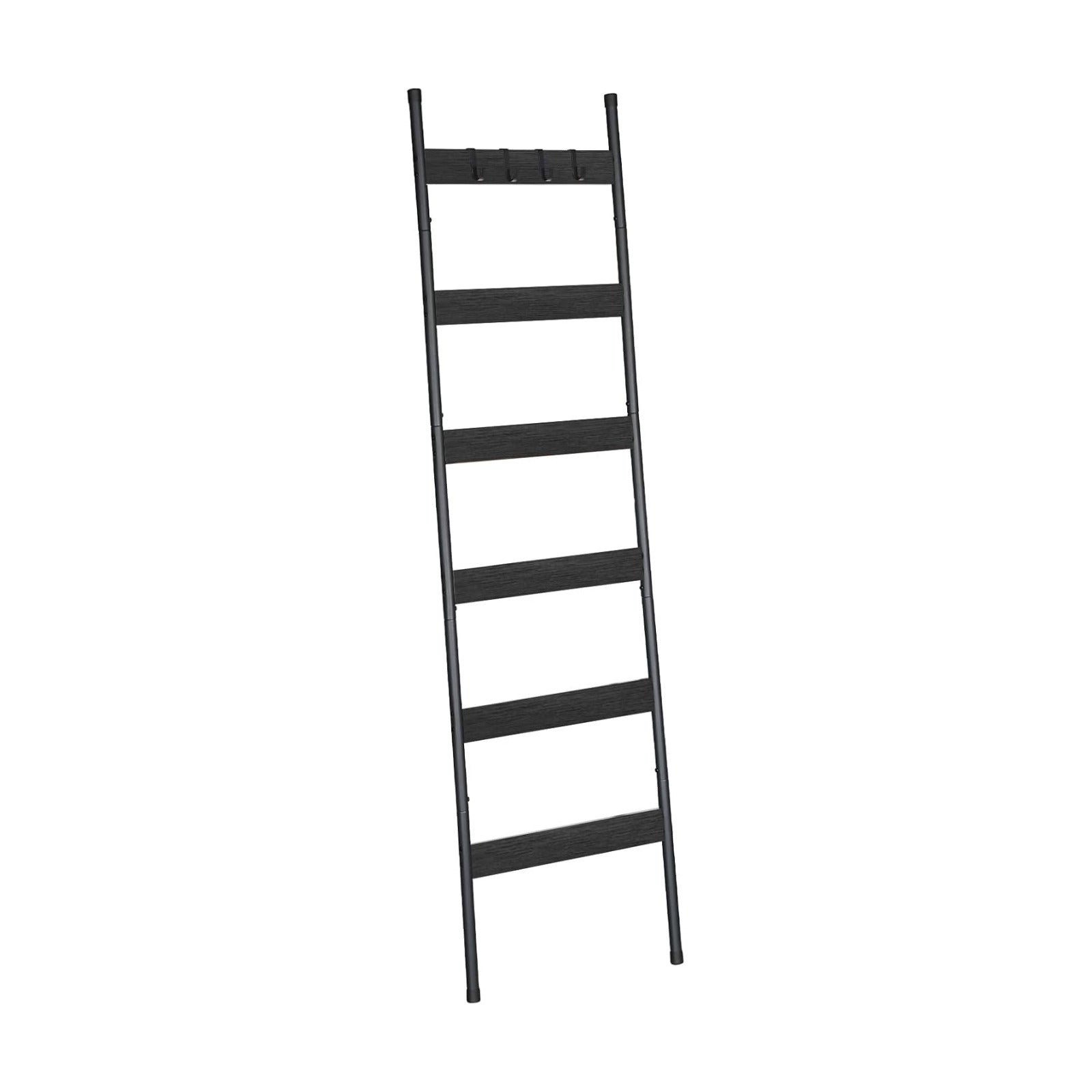 HOOBRO Blanket Ladder, 6-Tier Towel Rack with Hooks, Wall-Leaning Blanket Rack, Decorative Display Ladder Shelf