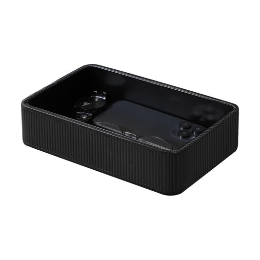 PU Leather Valet Tray Organizer / Black / 9.5 x 5.9 x 2.2