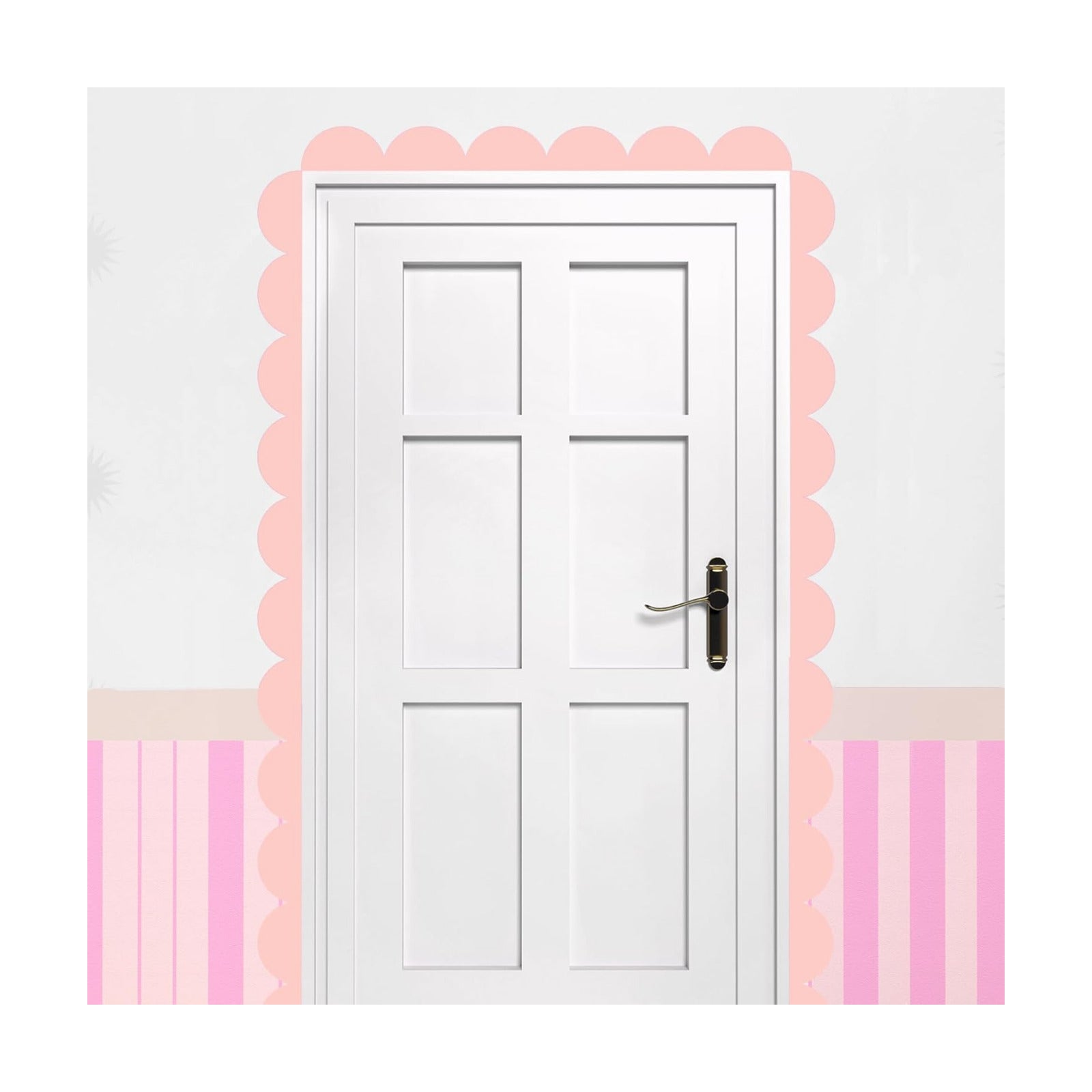 Peel and Stick Scallop Border Decal Trim Boho Giant Scalloped Edge / Pink / 15.75 Inch / Set of 10