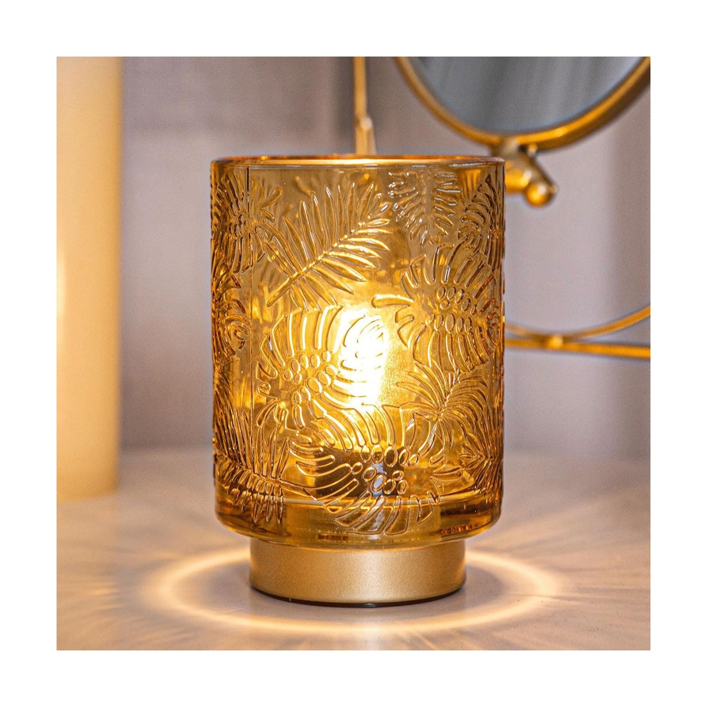 Small Battery Operated Lamp-Portable Cordless Table Lamps / Golden Amber