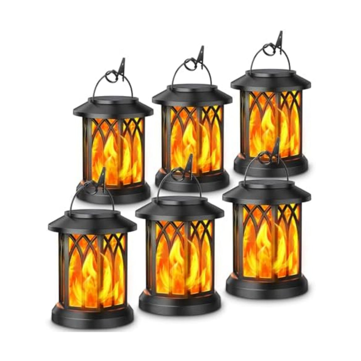 KOOPER 6 Pack Solar Lantern Outdoor Lights, Upgraded Flickering Flame Solar Lanterns Outdoor Waterproof, Auto ON/OFF Lanterns Decorative Outdoor, Hanging Lantern for Yard Patio Lawn Table Garden Decor