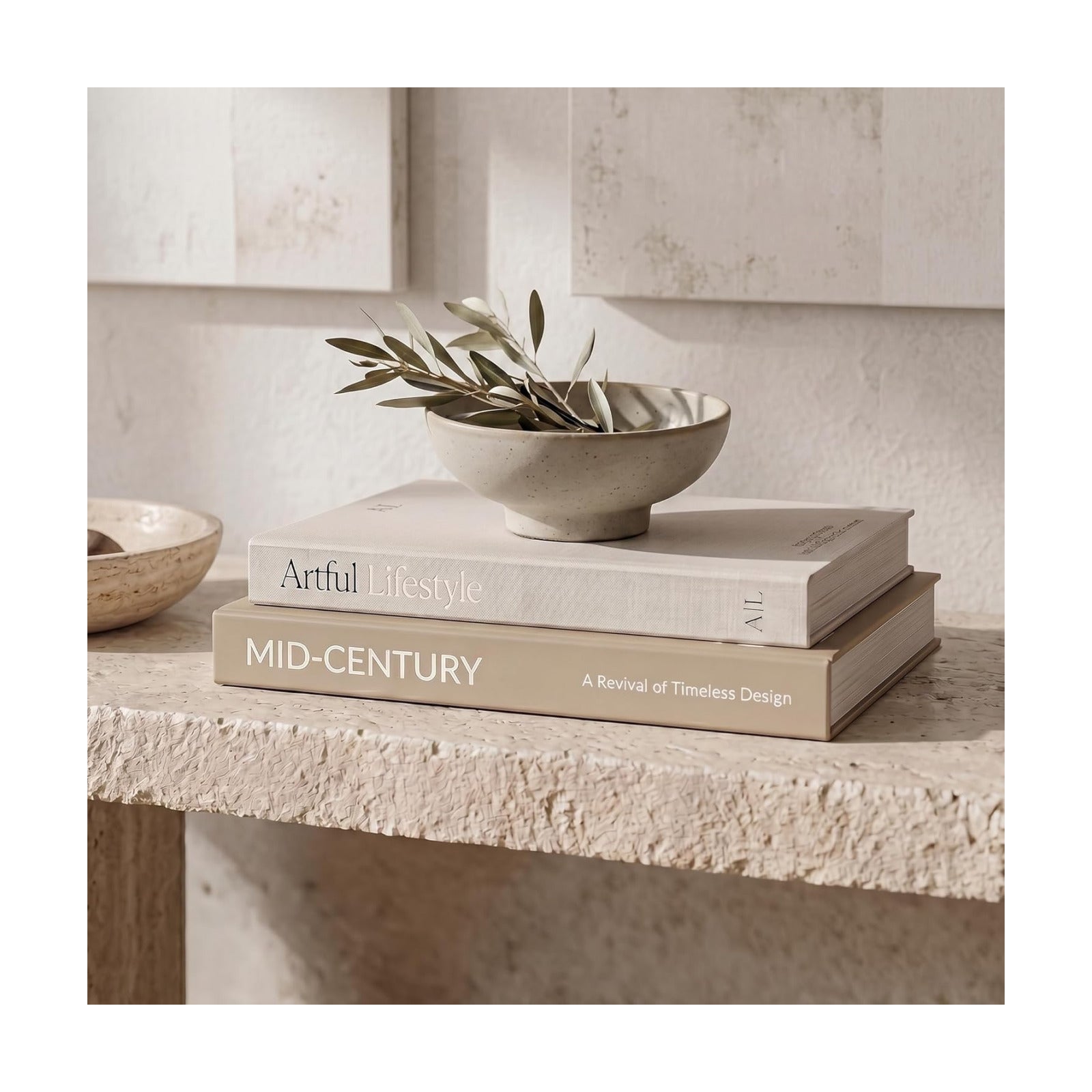 Aesthetic Decorative Books / Brown-beige / Set of 2