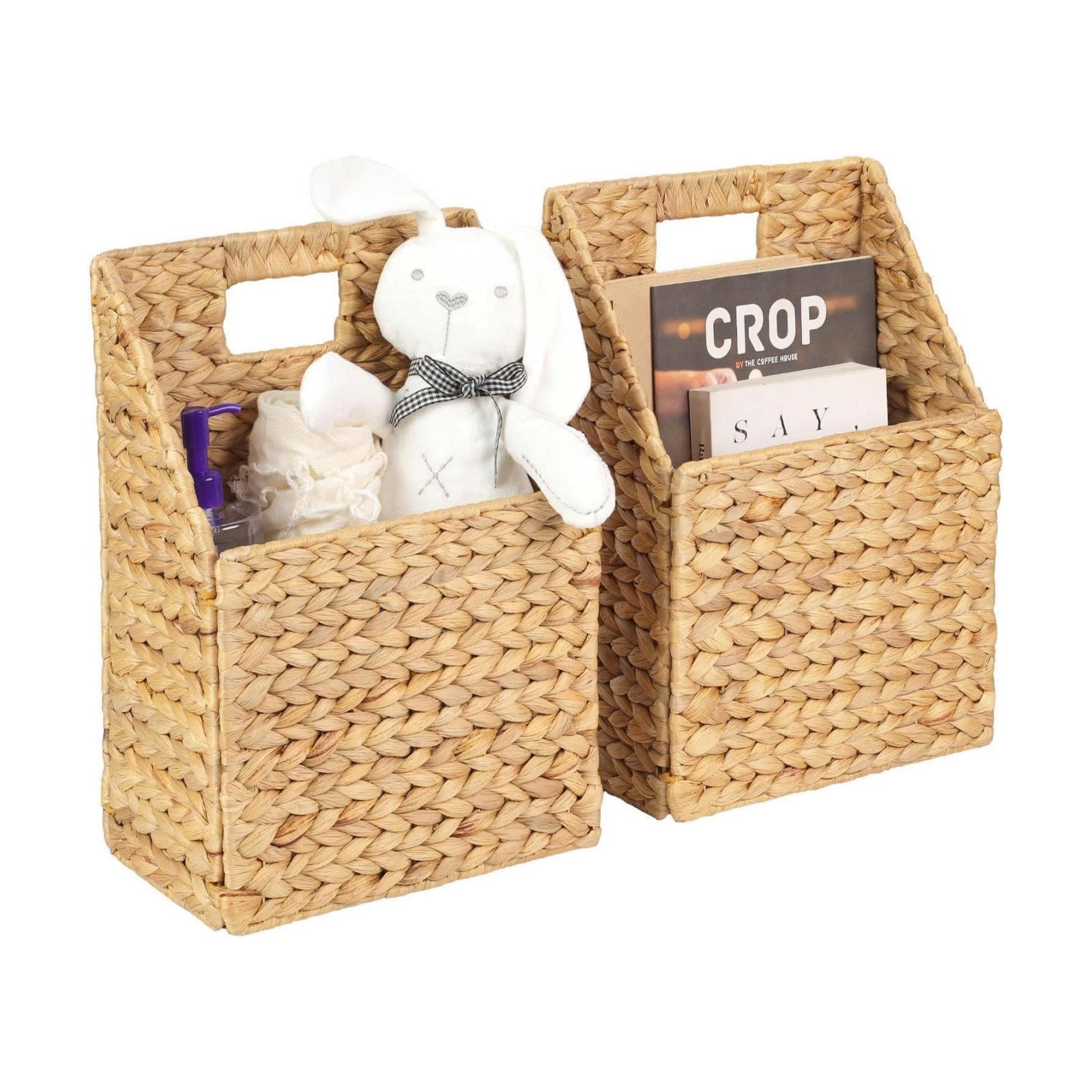 Wicker Hanging Storage Basket / Water Hyacinth - Natural / 5 Inch / Set of 2