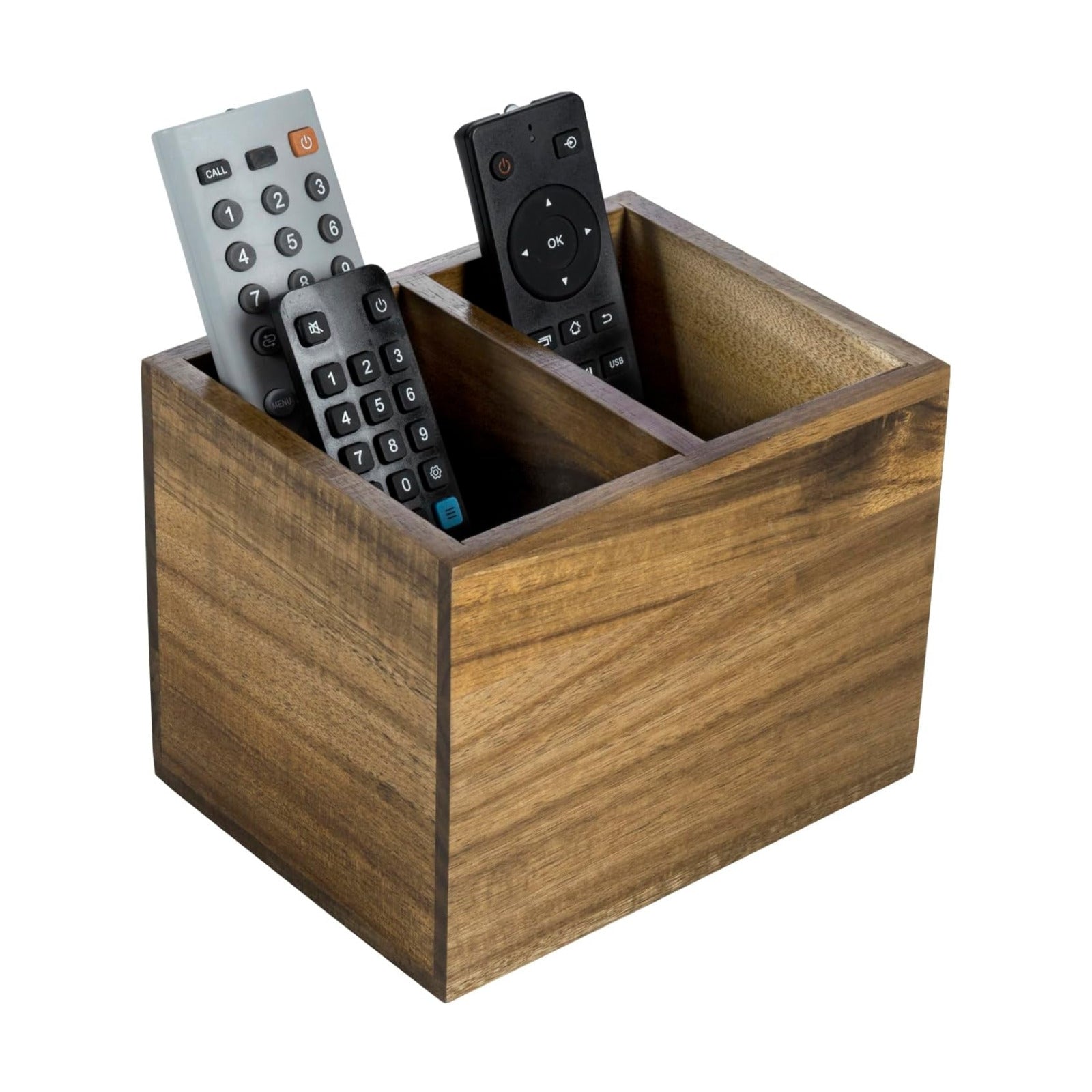 Wood TV Remote Control Holder / Acacia Wood