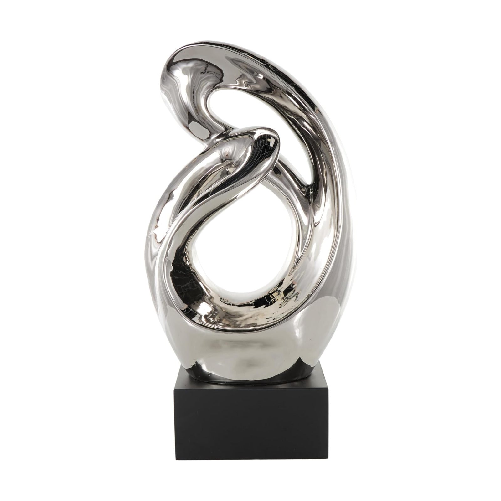 Ceramic Abstract Decorative Sculpture Home Decor Statue / Silver / 14 x 7 x 27