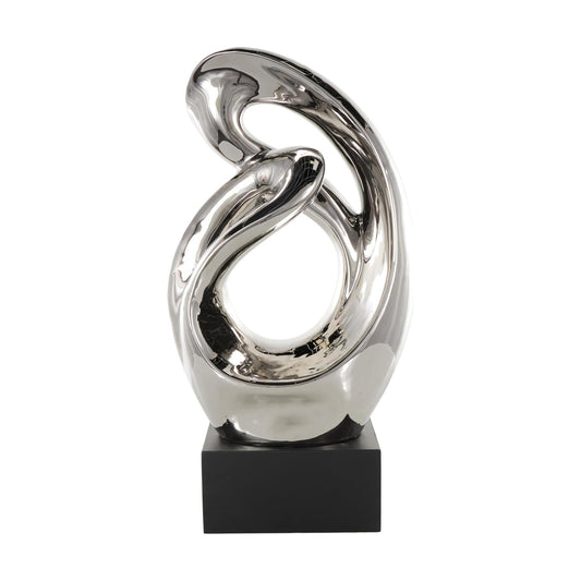 Ceramic Abstract Decorative Sculpture Home Decor Statue / Silver / 14 x 7 x 27