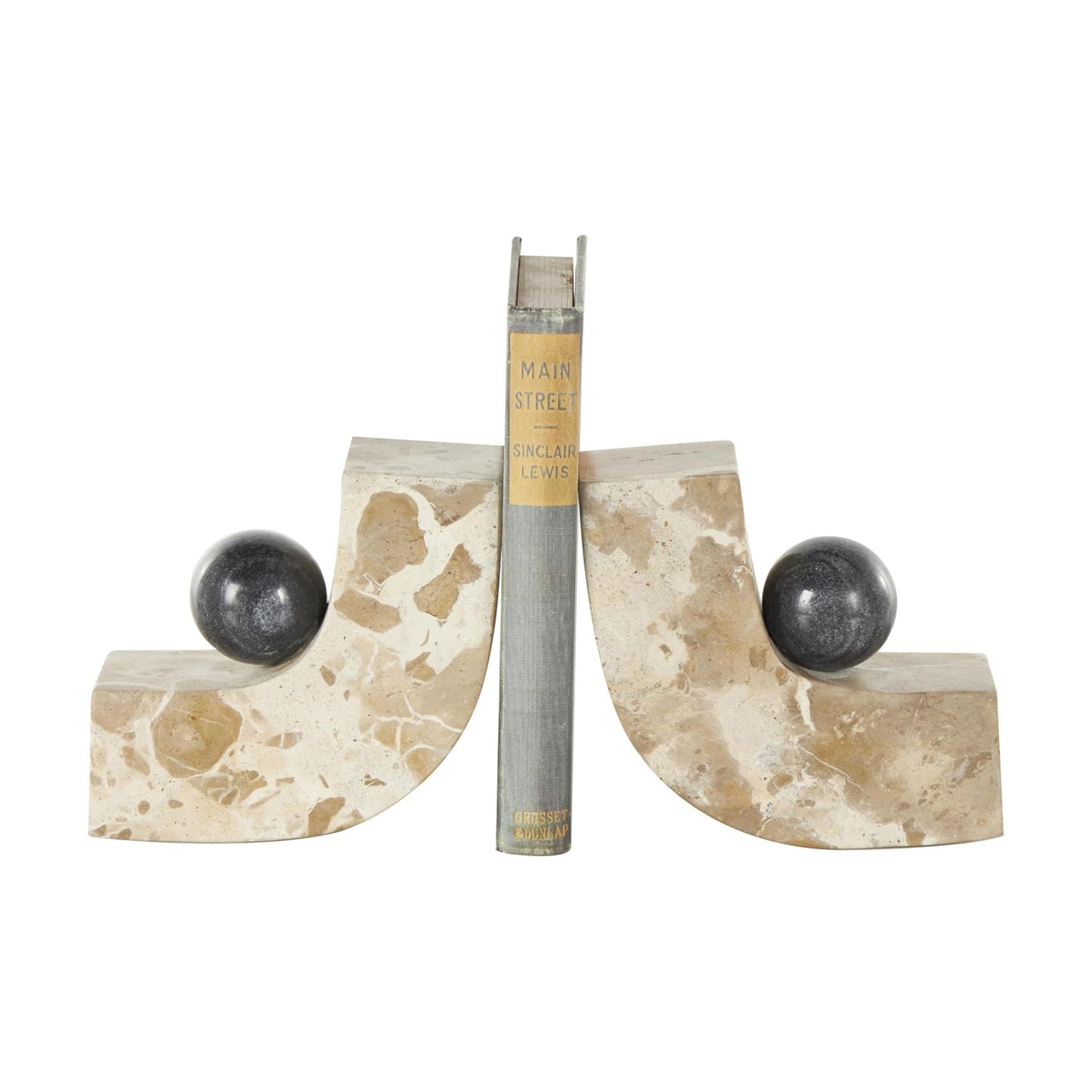 Marble Decorative Bookends Arched Curved Non Skid Bookends / Brown / 2"w, 5"H / Set of 2