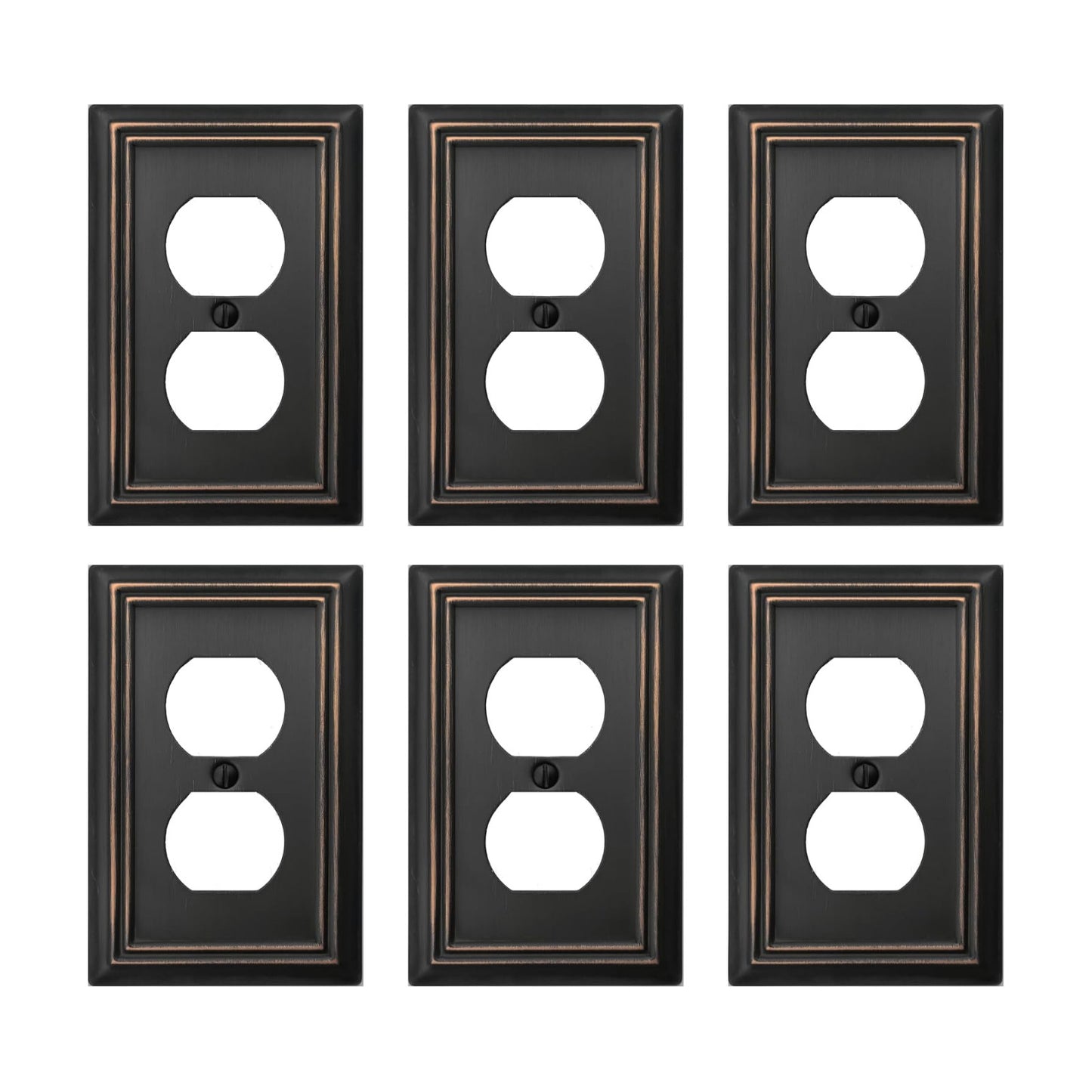 OKAWYC Single Duplex Outlet Light Switch Cover Adler Metal Wall Plate, 6-Pack Aged Bronze 1 Gang, for Receptacle Light
