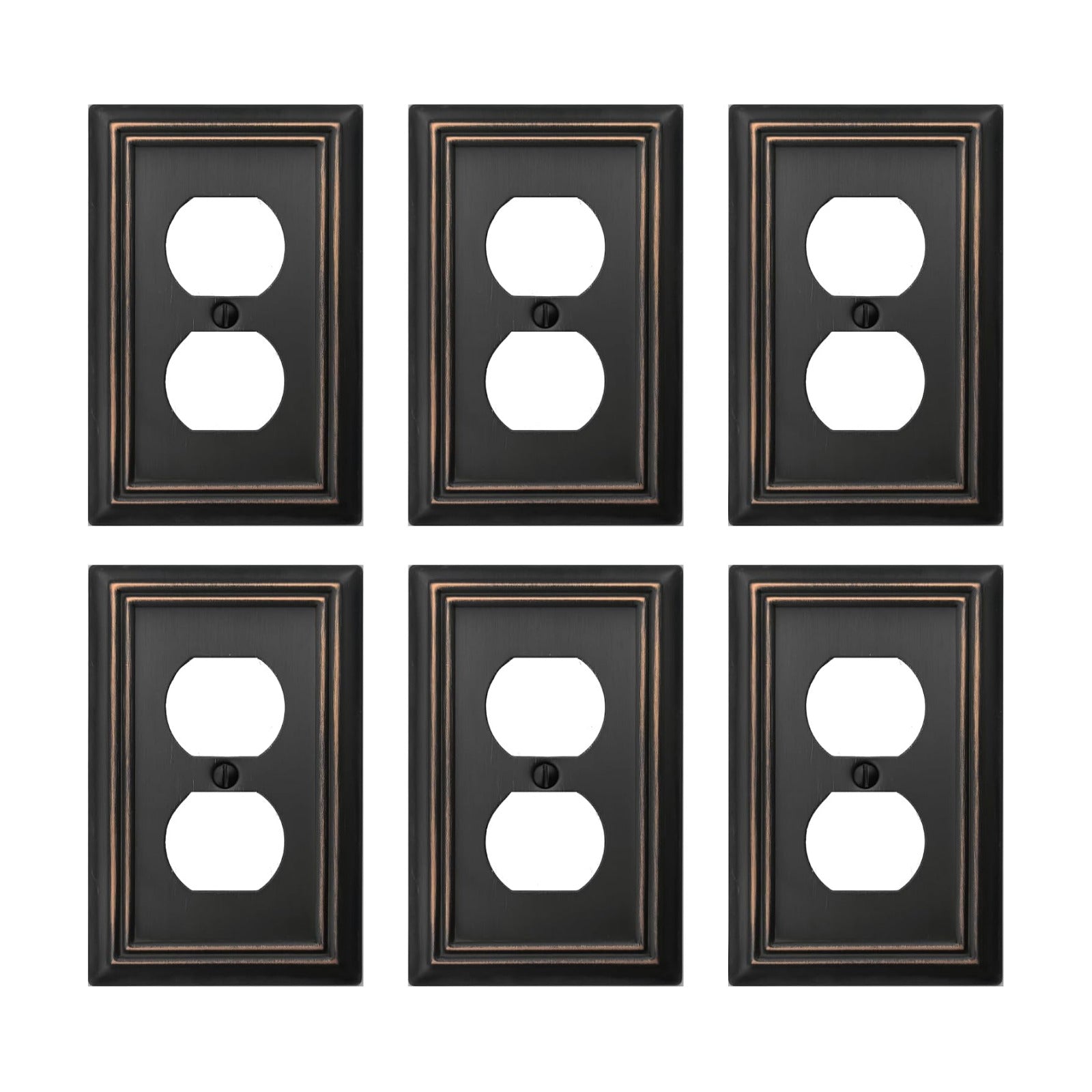 OKAWYC Single Duplex Outlet Light Switch Cover Adler Metal Wall Plate, 6-Pack Aged Bronze 1 Gang, for Receptacle Light
