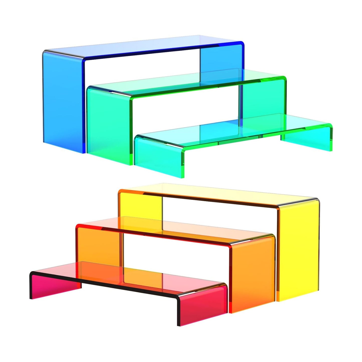 Risers Display Stands 3 Tiers Desktop Acrylic Shelves Cake Dessert Holder / Mix Colors / Set of 6