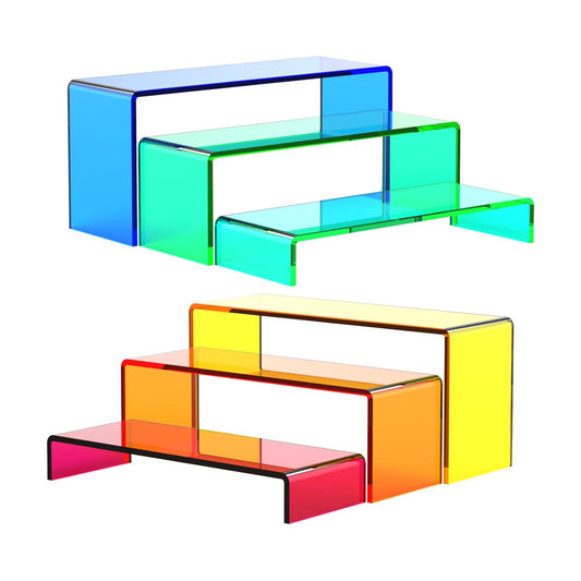 Risers Display Stands 3 Tiers Desktop Acrylic Shelves Cake Dessert Holder / Mix Colors / Set of 6