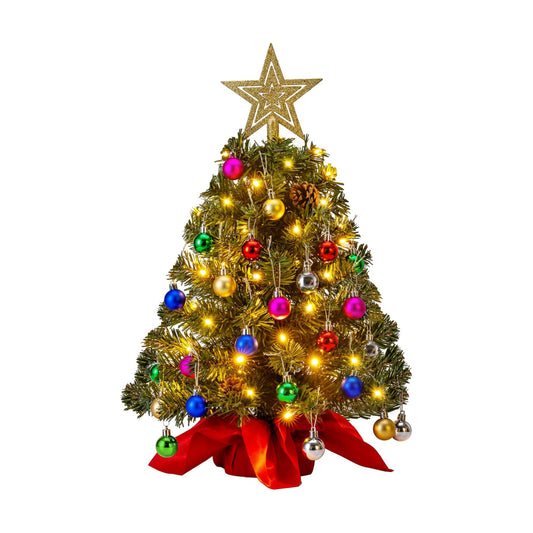Joiedomi 24"/2FT Prelit Tabletop Christmas Tree with Warm Lights, Holly Berries, Pine Cones for Best Holiday Season Decorations Christmas Decoration Tree Decor for Indoor Xmas Tabletop Decor